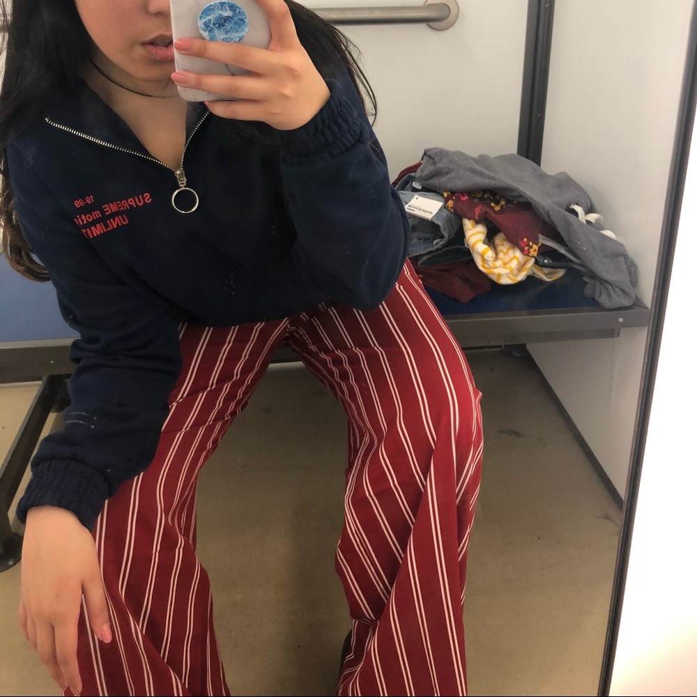 red striped pants